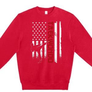 Taekwondo American Flag Taekwondo Fighter Us Flag Premium Crewneck Sweatshirt