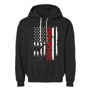 Taekwondo American Flag Taekwondo Fighter Us Flag Garment-Dyed Fleece Hoodie