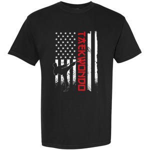 Taekwondo American Flag Taekwondo Fighter Us Flag Garment-Dyed Heavyweight T-Shirt