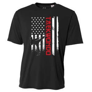 Taekwondo American Flag Taekwondo Fighter Us Flag Cooling Performance Crew T-Shirt