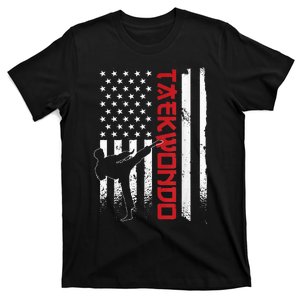 Taekwondo American Flag Taekwondo Fighter Us Flag T-Shirt