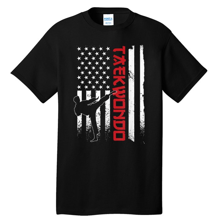 Taekwondo American Flag Taekwondo Fighter Us Flag Tall T-Shirt