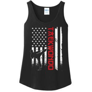 Taekwondo American Flag Taekwondo Fighter Us Flag Ladies Essential Tank