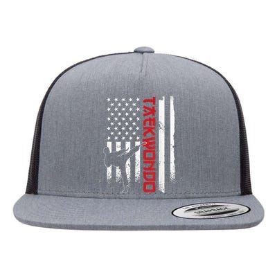 Taekwondo American Flag Taekwondo Fighter Us Flag Flat Bill Trucker Hat