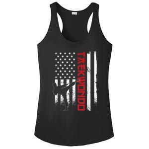 Taekwondo American Flag Taekwondo Fighter Us Flag Ladies PosiCharge Competitor Racerback Tank