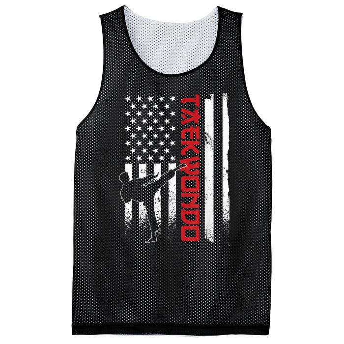 Taekwondo American Flag Taekwondo Fighter Us Flag Mesh Reversible Basketball Jersey Tank