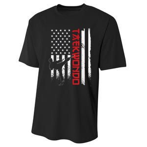 Taekwondo American Flag Taekwondo Fighter Us Flag Performance Sprint T-Shirt