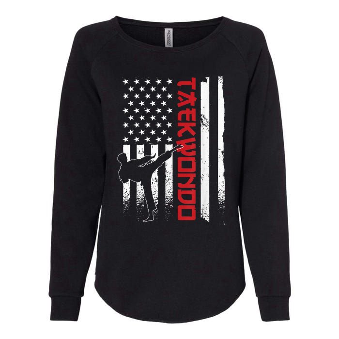 Taekwondo American Flag Taekwondo Fighter Us Flag Womens California Wash Sweatshirt