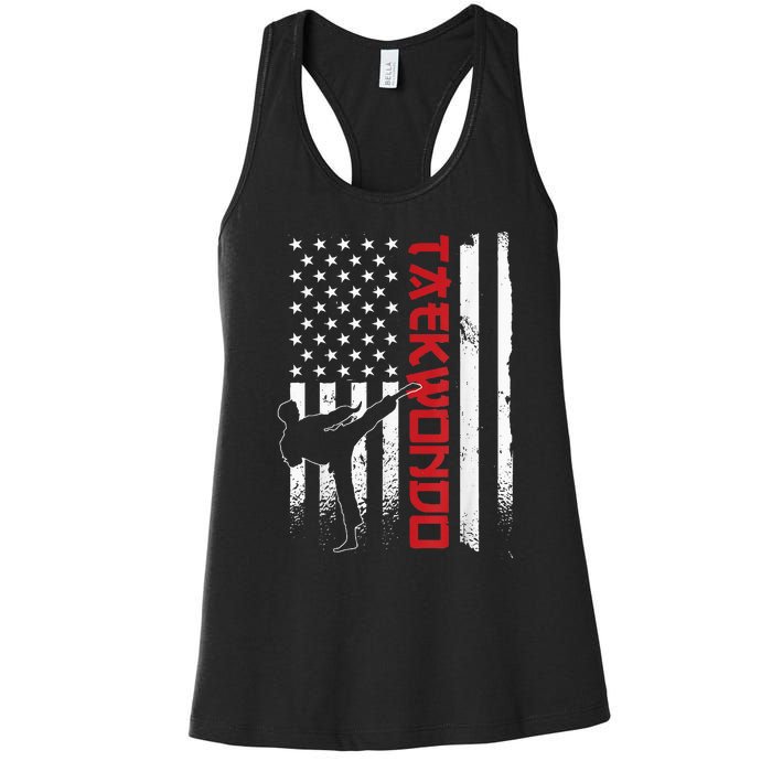 Taekwondo American Flag Taekwondo Fighter Us Flag Women's Racerback Tank