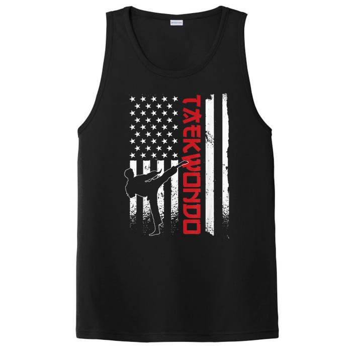 Taekwondo American Flag Taekwondo Fighter Us Flag PosiCharge Competitor Tank