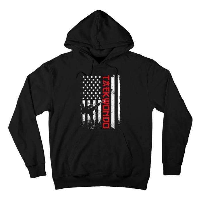 Taekwondo American Flag Taekwondo Fighter Us Flag Tall Hoodie