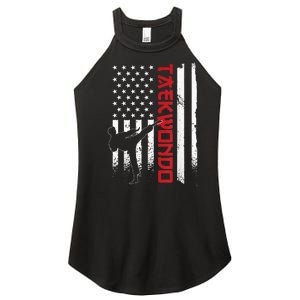 Taekwondo American Flag Taekwondo Fighter Us Flag Women's Perfect Tri Rocker Tank