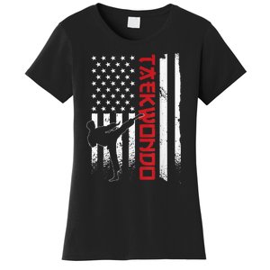 Taekwondo American Flag Taekwondo Fighter Us Flag Women's T-Shirt