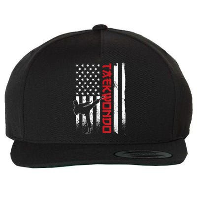 Taekwondo American Flag Taekwondo Fighter Us Flag Wool Snapback Cap