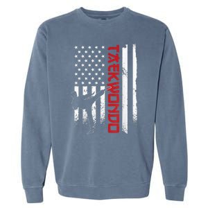 Taekwondo American Flag Taekwondo Fighter Us Flag Garment-Dyed Sweatshirt