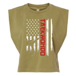 Taekwondo American Flag Taekwondo Fighter Us Flag Garment-Dyed Women's Muscle Tee