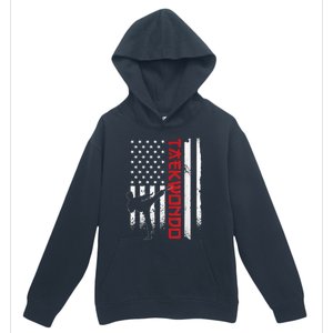 Taekwondo American Flag Taekwondo Fighter Us Flag Urban Pullover Hoodie