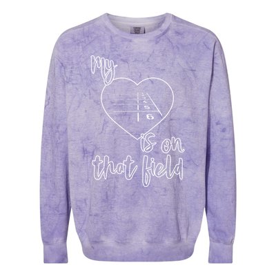 Track And Field Mom My Heart Is On That Field Funny Gift Colorblast Crewneck Sweatshirt