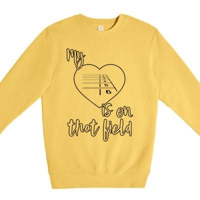 Track And Field Mom My Heart Is On That Field Funny Gift Premium Crewneck Sweatshirt