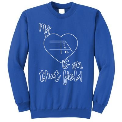 Track And Field Mom My Heart Is On That Field Funny Gift Tall Sweatshirt