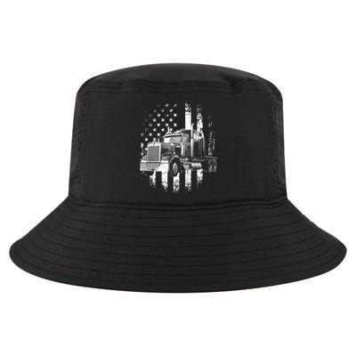 Trucker American Flag Big Rig Semigifttrailer Truck Driver Gift Cool Comfort Performance Bucket Hat