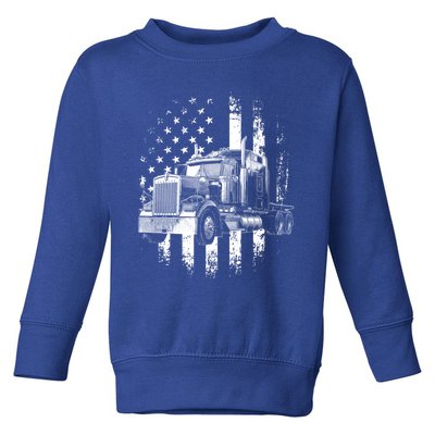 Trucker American Flag Big Rig Semigifttrailer Truck Driver Gift Toddler Sweatshirt