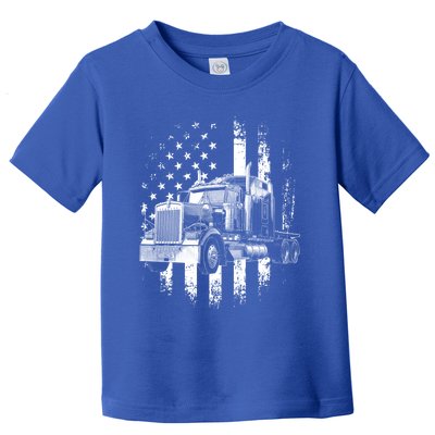 Trucker American Flag Big Rig Semigifttrailer Truck Driver Gift Toddler T-Shirt