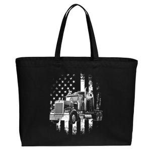 Trucker American Flag Big Rig Semigifttrailer Truck Driver Gift Cotton Canvas Jumbo Tote