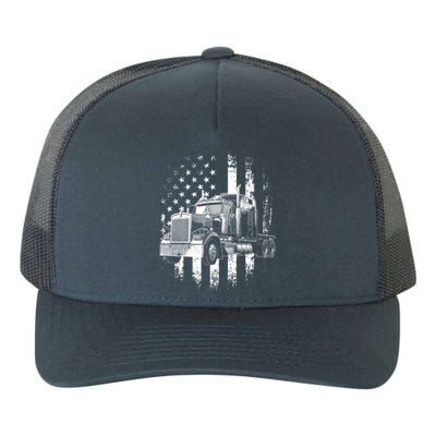 Trucker American Flag Big Rig Semigifttrailer Truck Driver Gift Yupoong Adult 5-Panel Trucker Hat