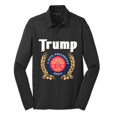 Trump A Fine President 2024 Silk Touch Performance Long Sleeve Polo