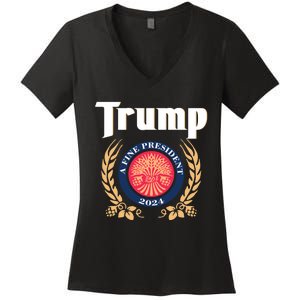 Trump A Fine President 2024 Women's V-Neck T-Shirt