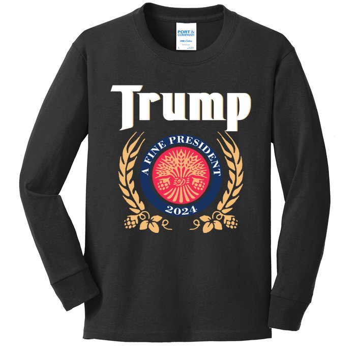 Trump A Fine President 2024 Kids Long Sleeve Shirt