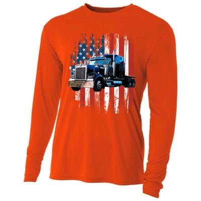 Trucker American Flag Truck Driver Gift Truck Driver Gift Cooling Performance Long Sleeve Crew