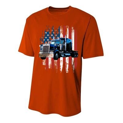 Trucker American Flag Truck Driver Gift Truck Driver Gift Performance Sprint T-Shirt