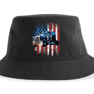 Trucker American Flag Truck Driver Gift Truck Driver Gift Sustainable Bucket Hat