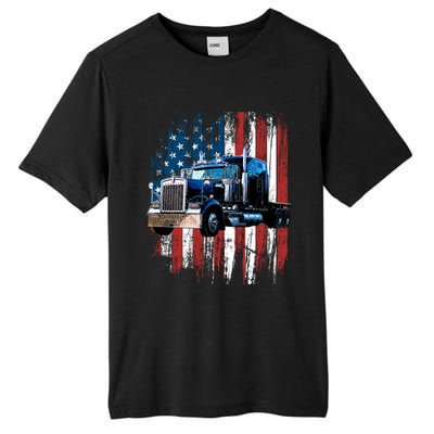 Trucker American Flag Truck Driver Gift Truck Driver Gift Tall Fusion ChromaSoft Performance T-Shirt