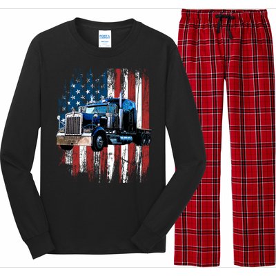 Trucker American Flag Truck Driver Gift Truck Driver Gift Long Sleeve Pajama Set