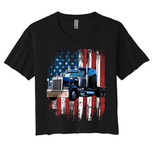 Trucker American Flag Truck Driver Gift Truck Driver Gift Crop Top