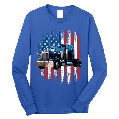 Trucker American Flag Truck Driver Gift Truck Driver Gift Long Sleeve Shirt