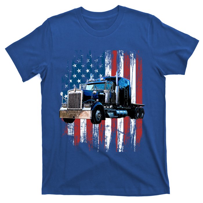 Trucker American Flag Truck Driver Gift Truck Driver Gift T-Shirt