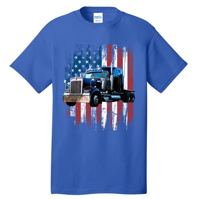 Trucker American Flag Truck Driver Gift Truck Driver Gift Tall T-Shirt