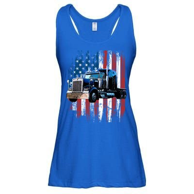 Trucker American Flag Truck Driver Gift Truck Driver Gift Ladies Essential Flowy Tank