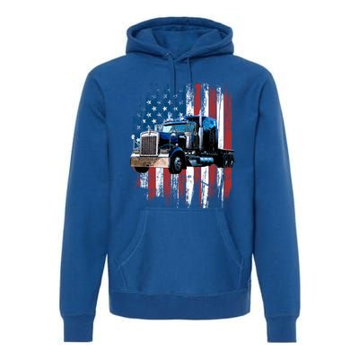 Trucker American Flag Truck Driver Gift Truck Driver Gift Premium Hoodie