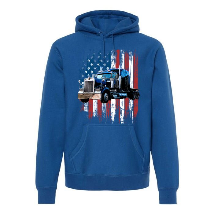 Trucker American Flag Truck Driver Gift Truck Driver Gift Premium Hoodie