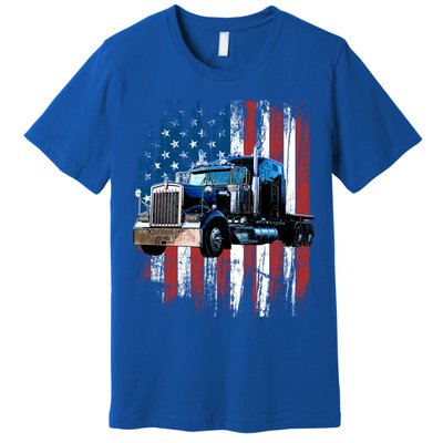 Trucker American Flag Truck Driver Gift Truck Driver Gift Premium T-Shirt