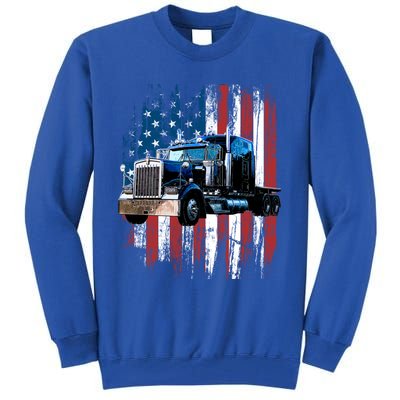 Trucker American Flag Truck Driver Gift Truck Driver Gift Tall Sweatshirt