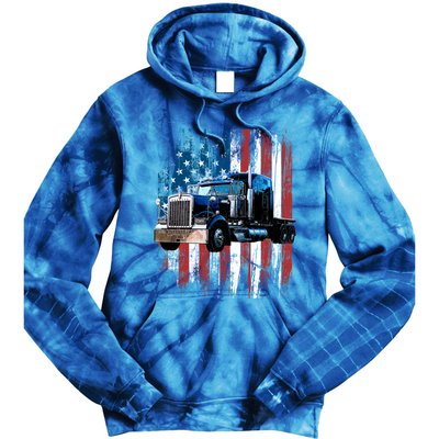 Trucker American Flag Truck Driver Gift Truck Driver Gift Tie Dye Hoodie