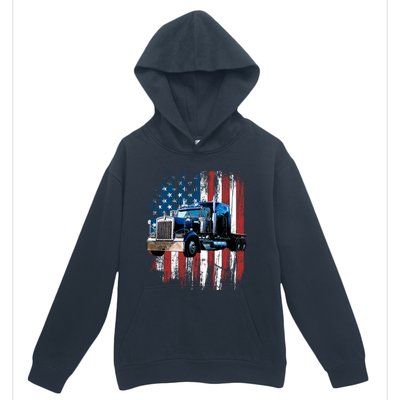 Trucker American Flag Truck Driver Gift Truck Driver Gift Urban Pullover Hoodie