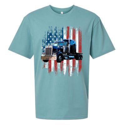 Trucker American Flag Truck Driver Gift Truck Driver Gift Sueded Cloud Jersey T-Shirt