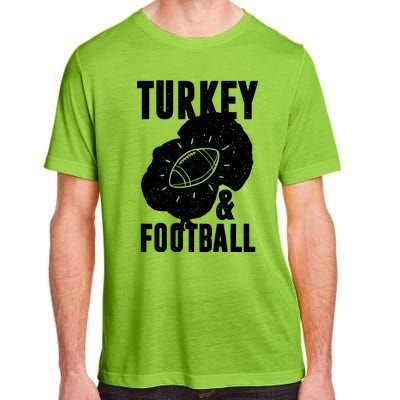 Turkey And Football Gift Thanksgiving Football Gift Adult ChromaSoft Performance T-Shirt